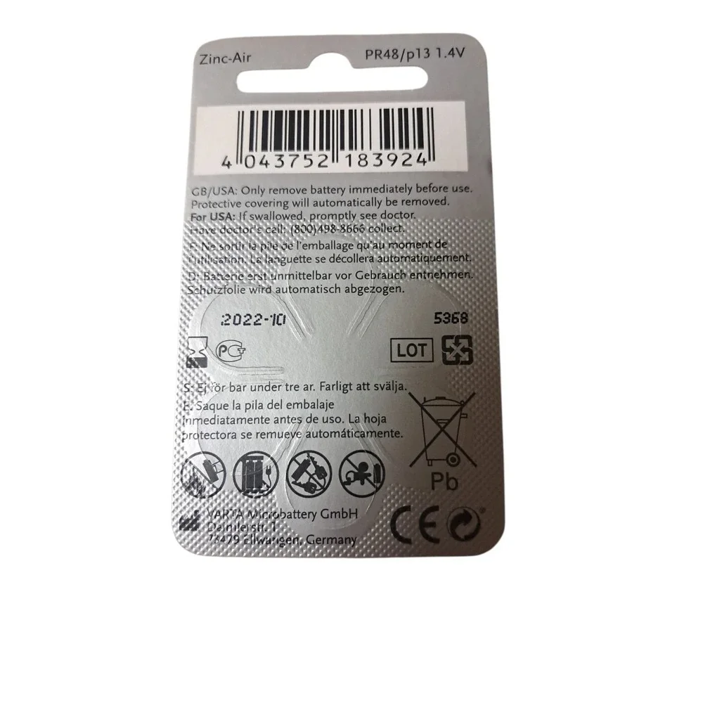 POWER ONE P13 Hearing Aid Batteries New Exp 10/2022 8 packs